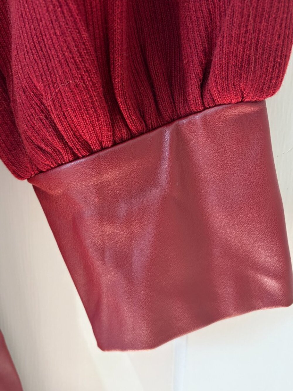 Ashro Knit and Faux Leather A-line Dress Size 16 Belted, button cuffs - Picture 6 of 9